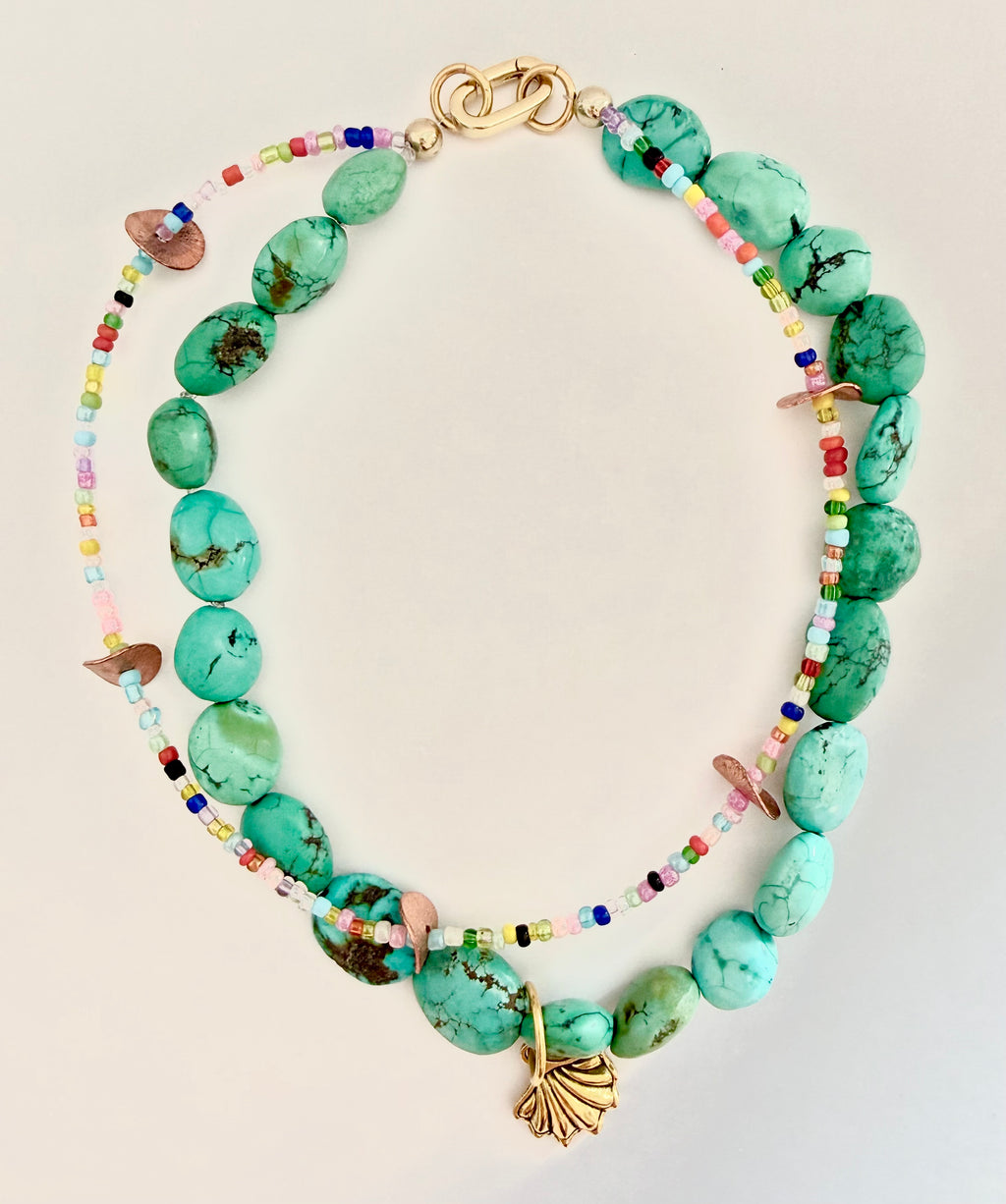Handmade Beaded Phone Chain Wristlet (tether tab included) | Turquoise