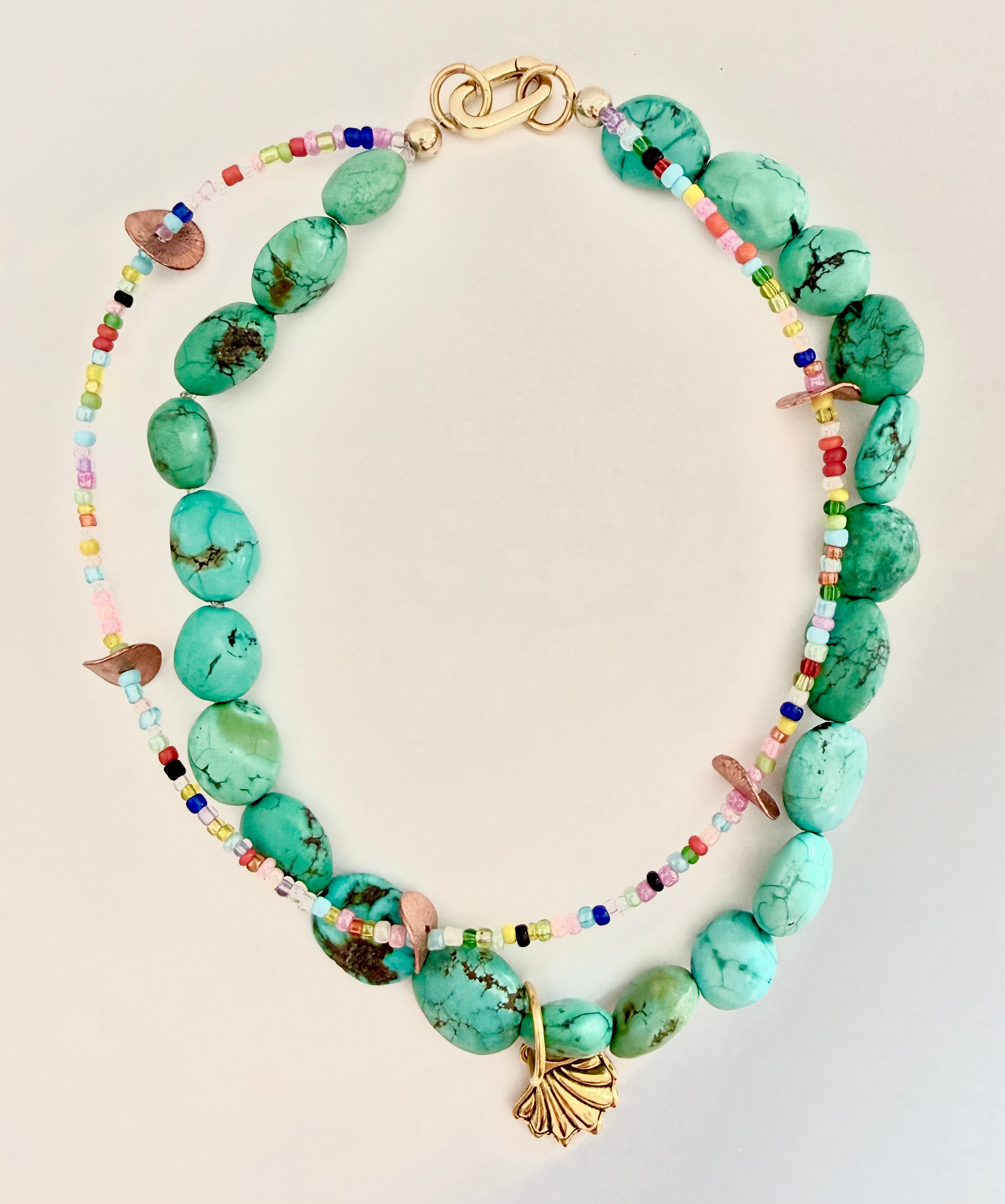 Handmade Beaded Phone Chain Wristlet (tether tab included) | Turquoise