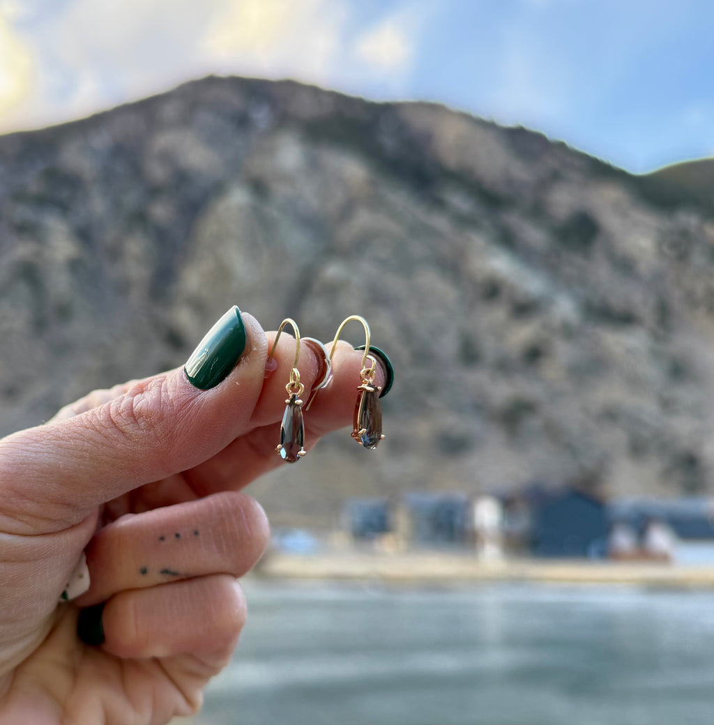 Gold-Plated Faceted Glass Hook Earrings