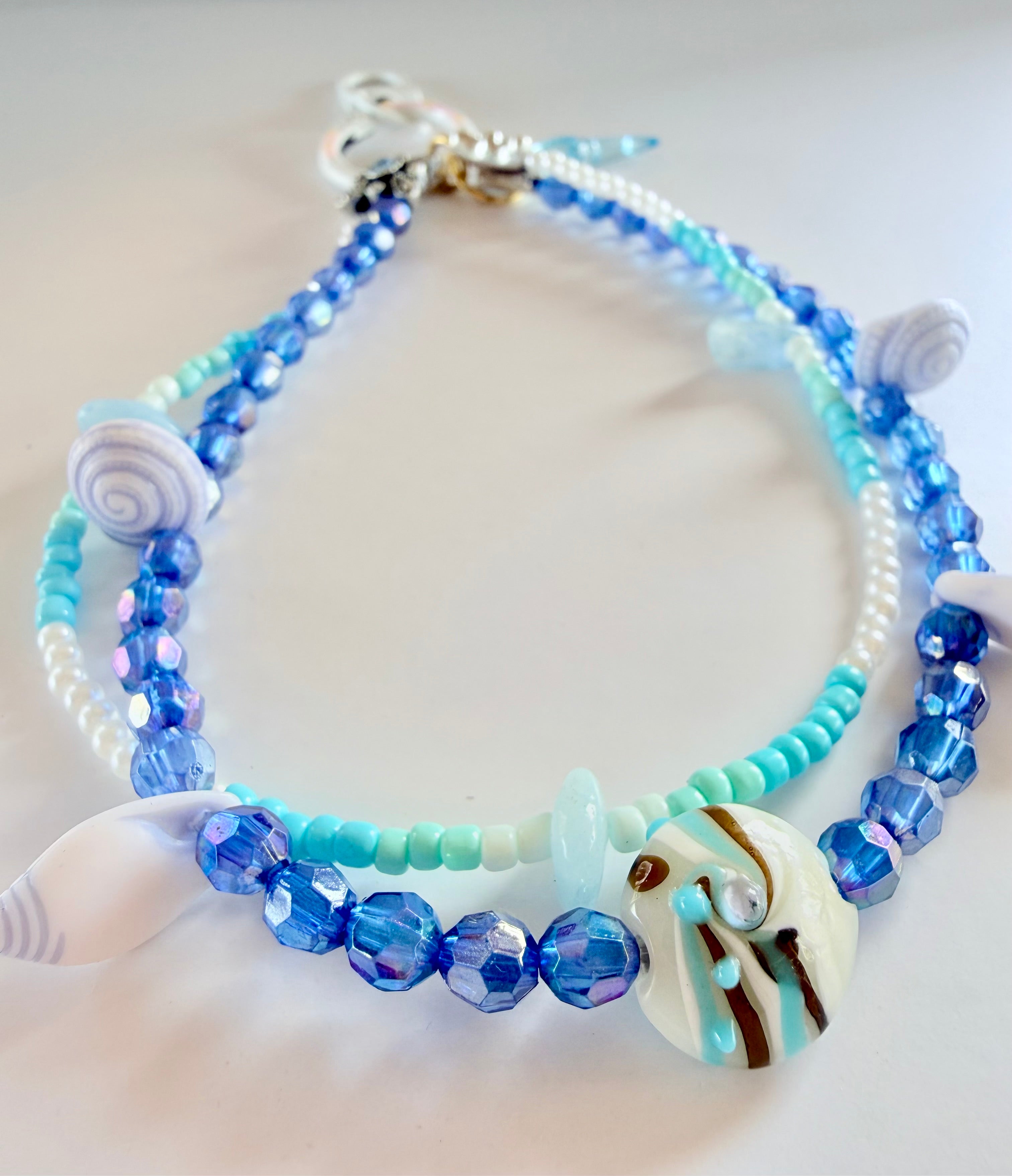 Handmade Beaded Phone Chain Wristlet (tether tab included) | Aquamarine 🐬