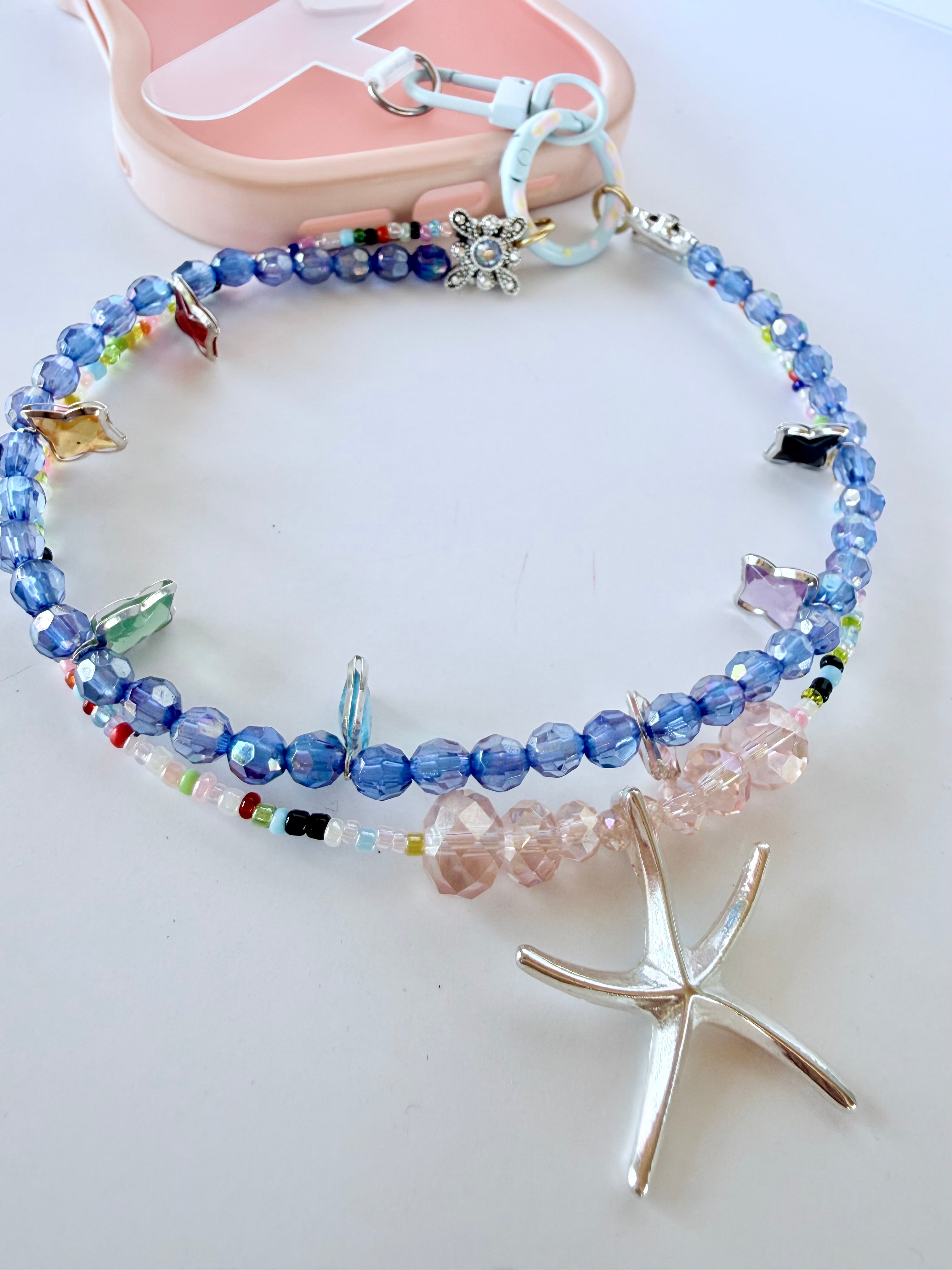 Handmade Beaded Phone Chain Wristlet (tether tab included) | Starfish