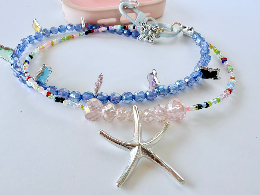 Handmade Beaded Phone Chain Wristlet (tether tab included) | Starfish