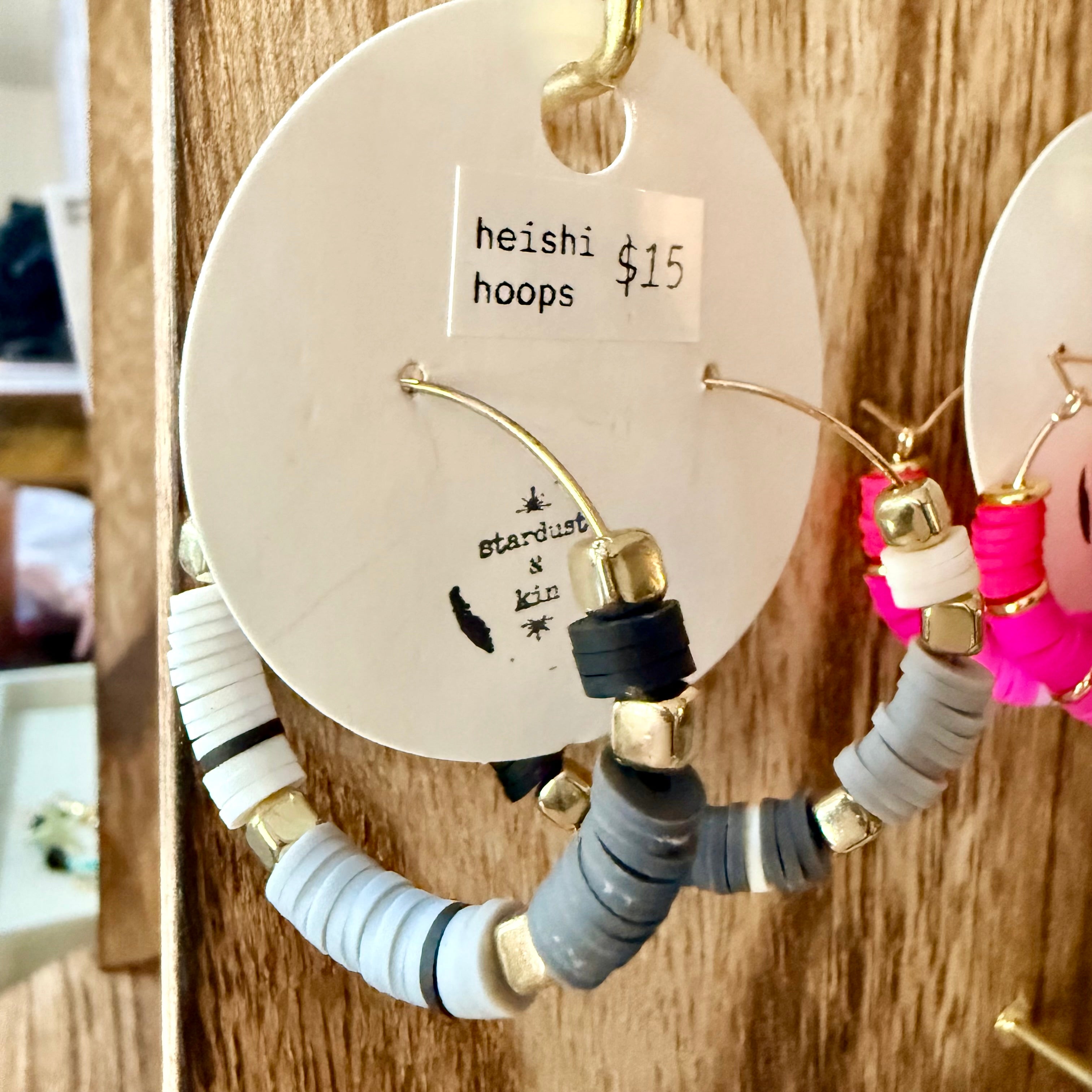 Clay Heishi Hoop Earrings | Ebony & Ivory
