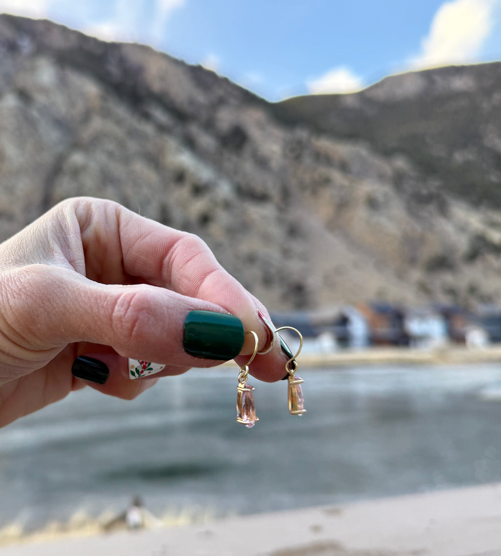 Gold-Plated Faceted Glass Hook Earrings
