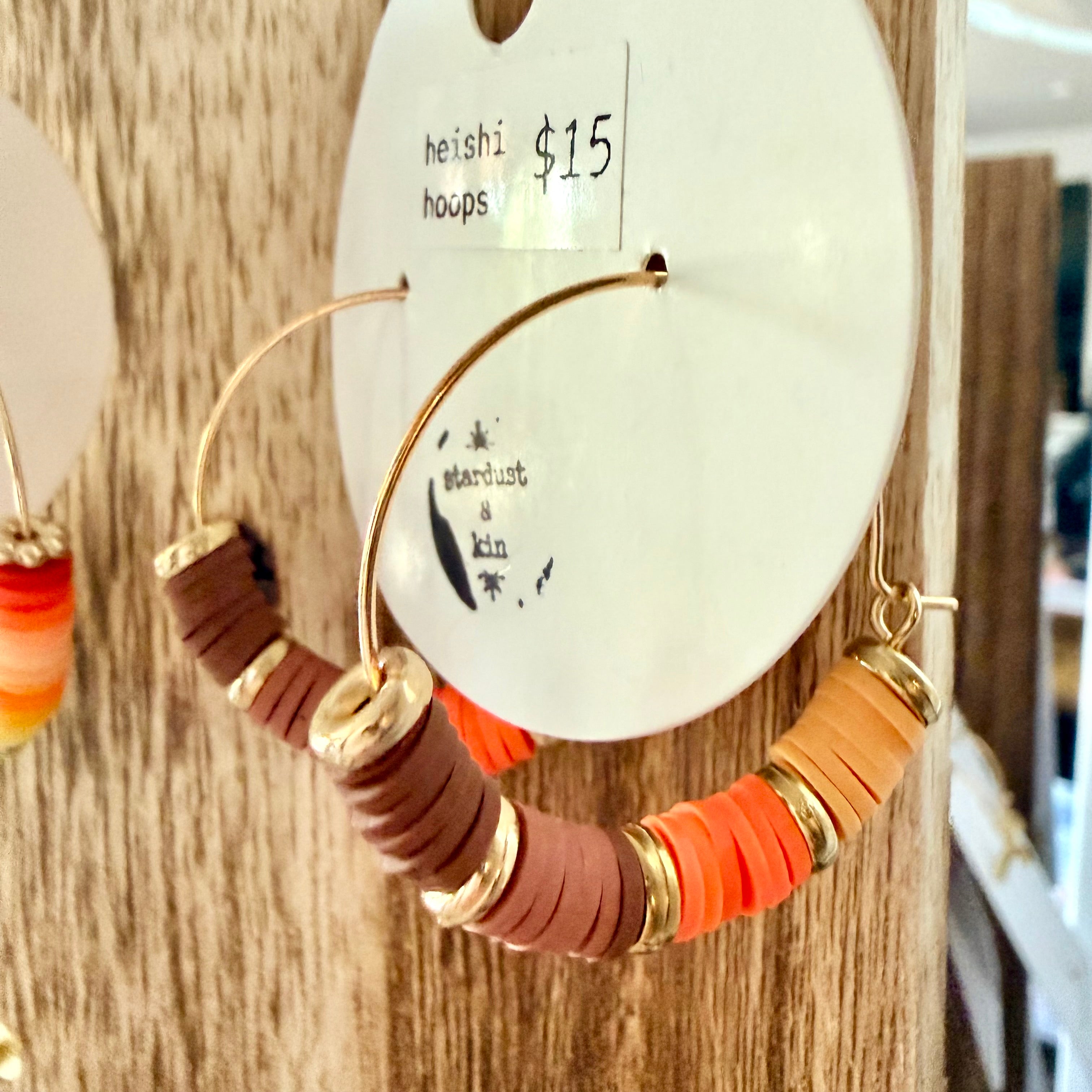 Clay Heishi Hoop Earrings | Sunset