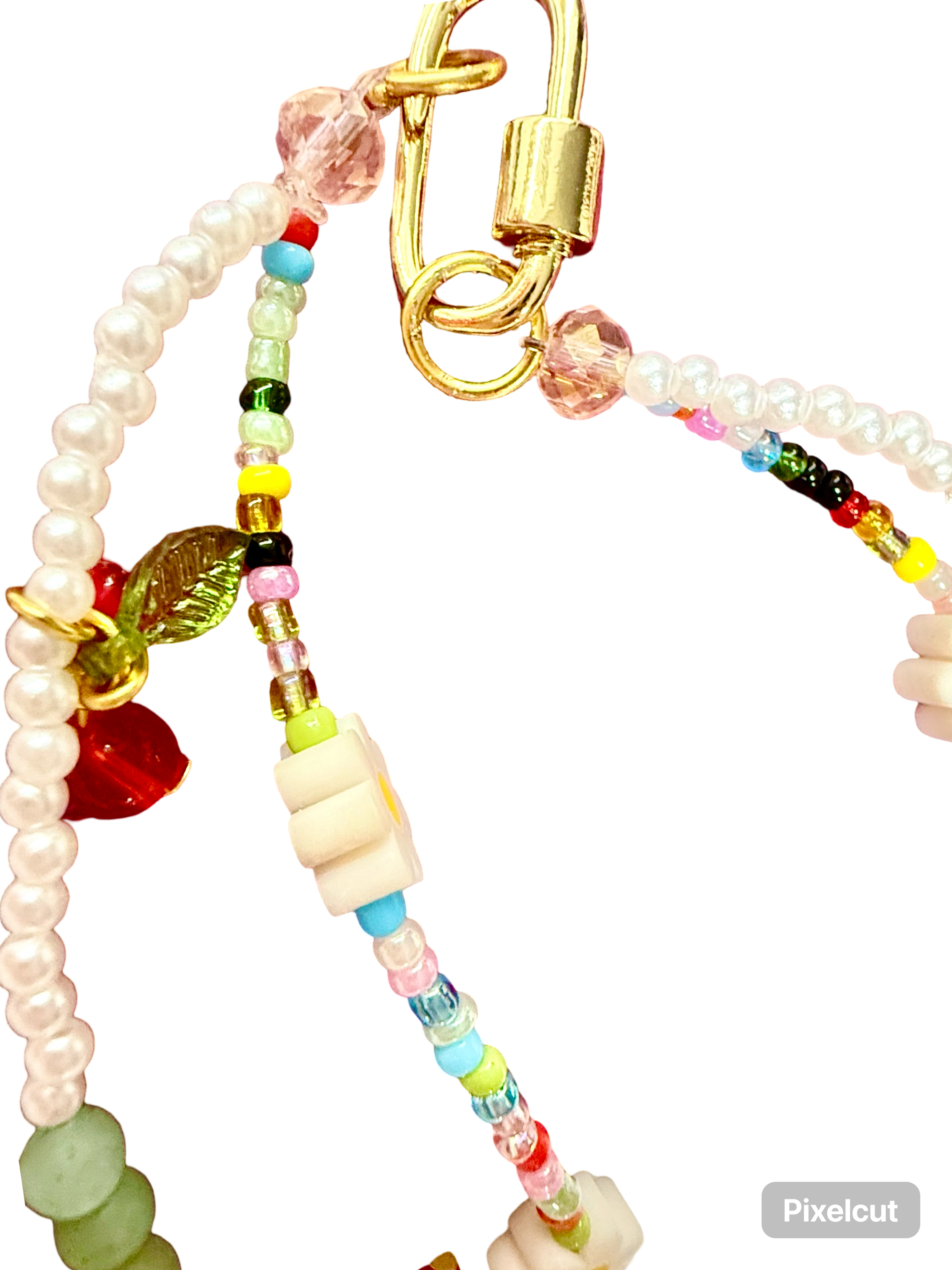 Handmade Beaded Phone Chain Wristlet (tether tab included) | Daisies + Cherries