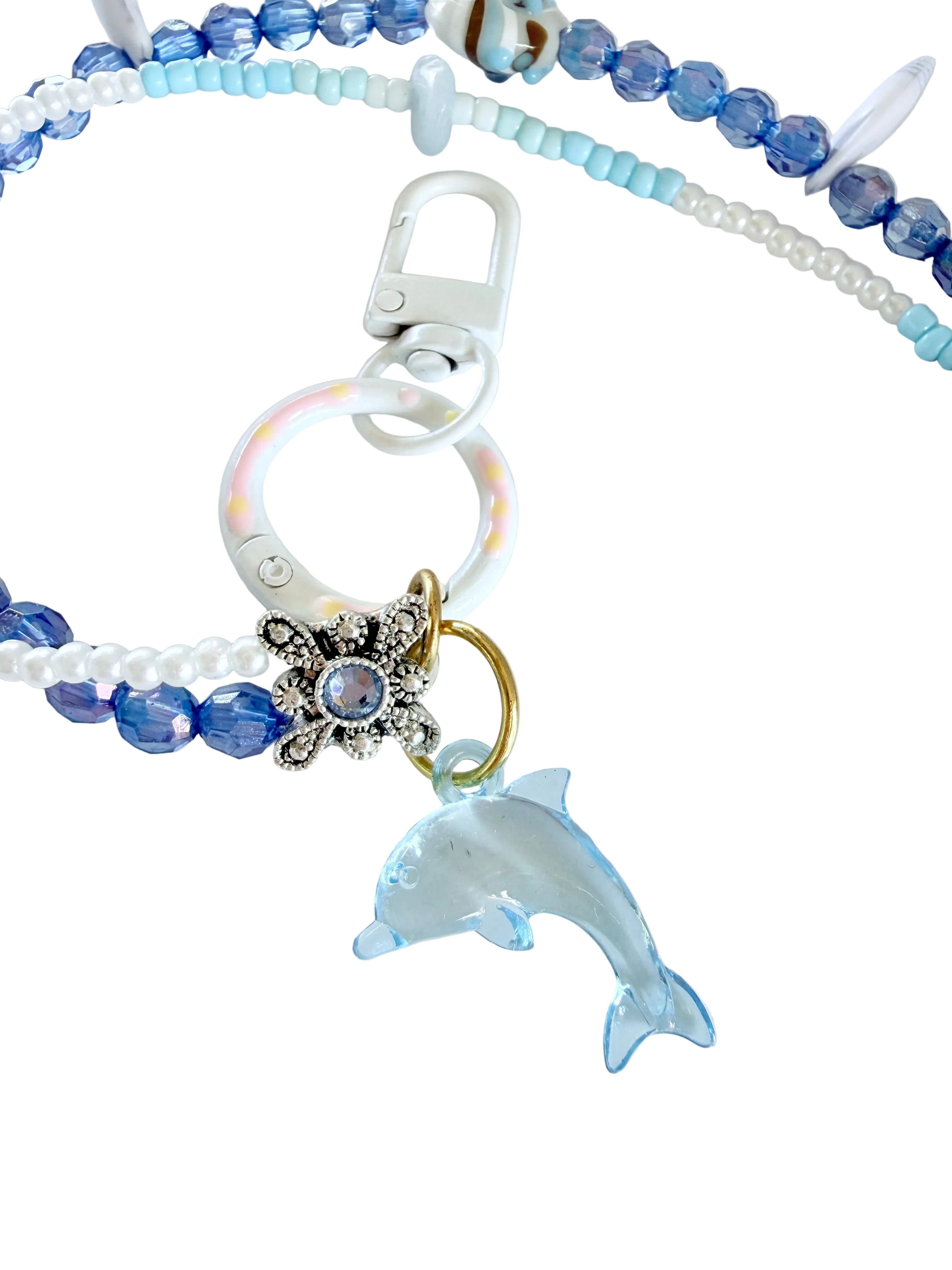Handmade Beaded Phone Chain Wristlet (tether tab included) | Aquamarine 🐬