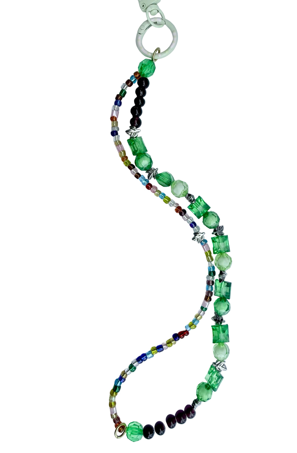 Handmade Beaded Phone Chain Wristlet (tether tab included) | Leaf
