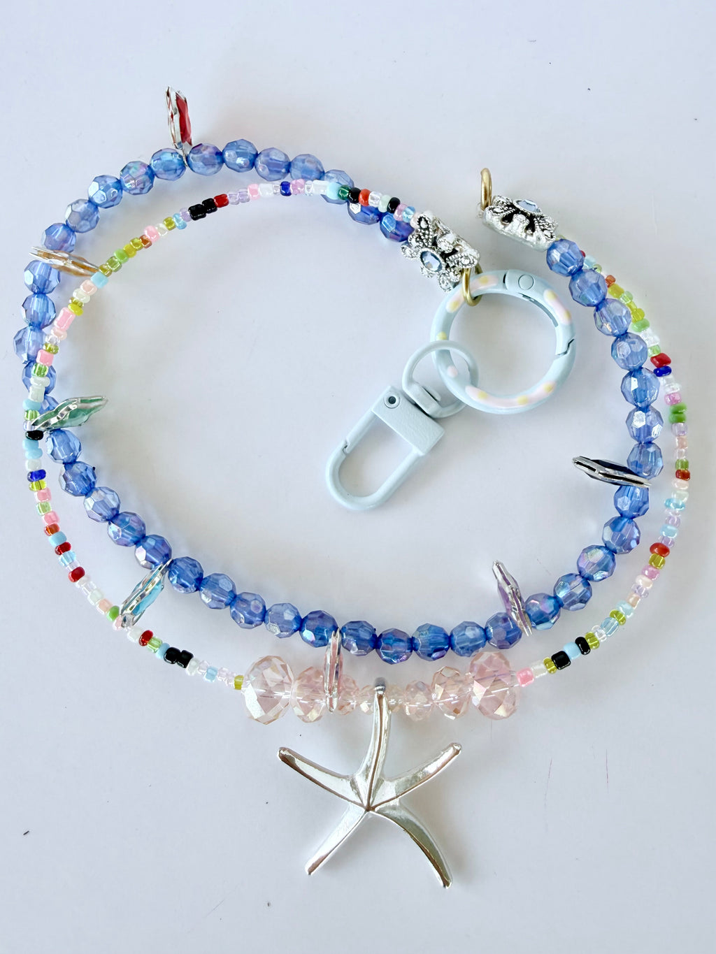 Handmade Beaded Phone Chain Wristlet (tether tab included) | Starfish