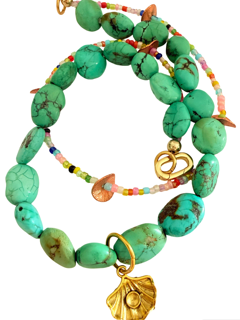 Handmade Beaded Phone Chain Wristlet (tether tab included) | Turquoise