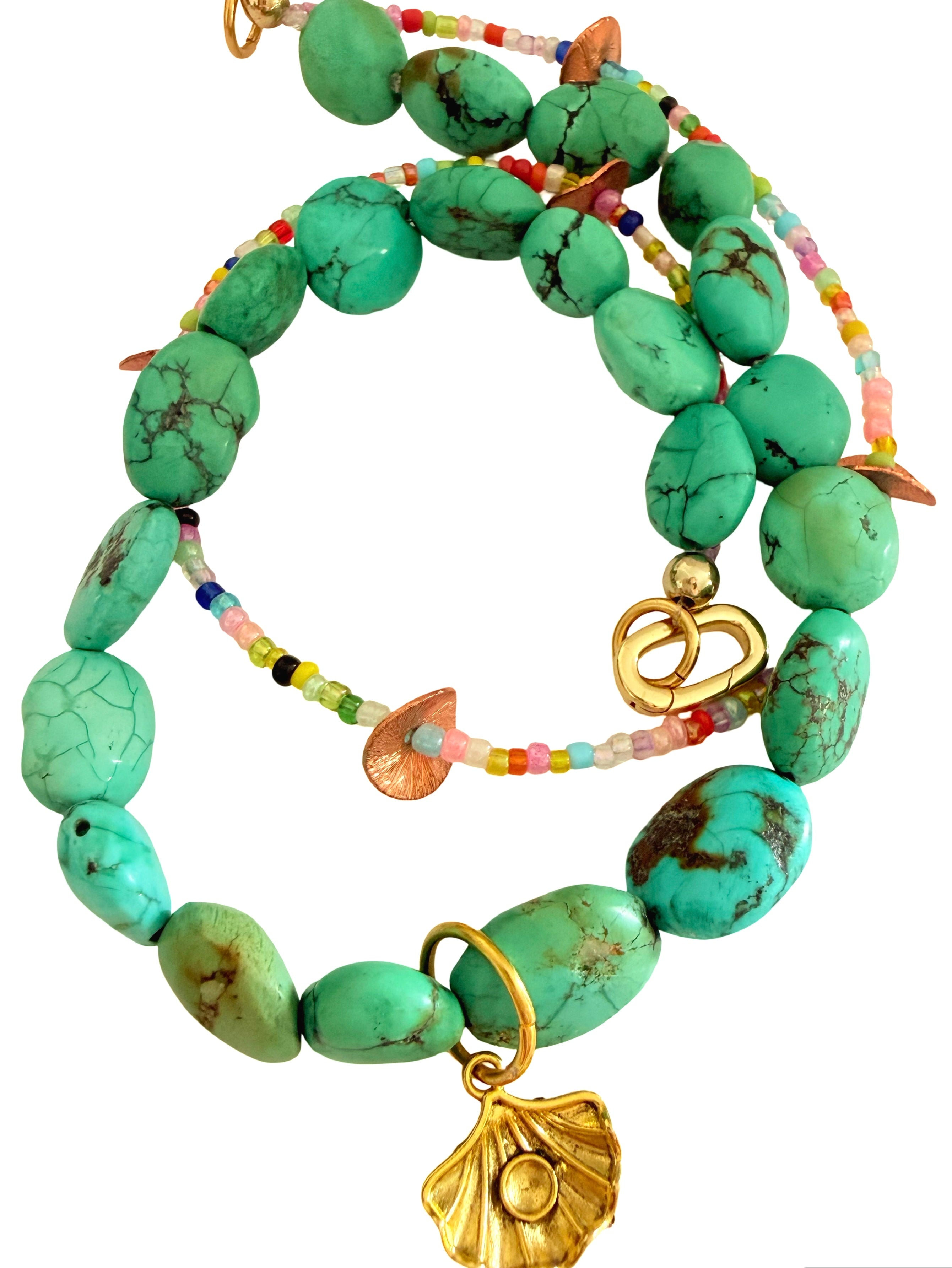 Handmade Beaded Phone Chain Wristlet (tether tab included) | Turquoise