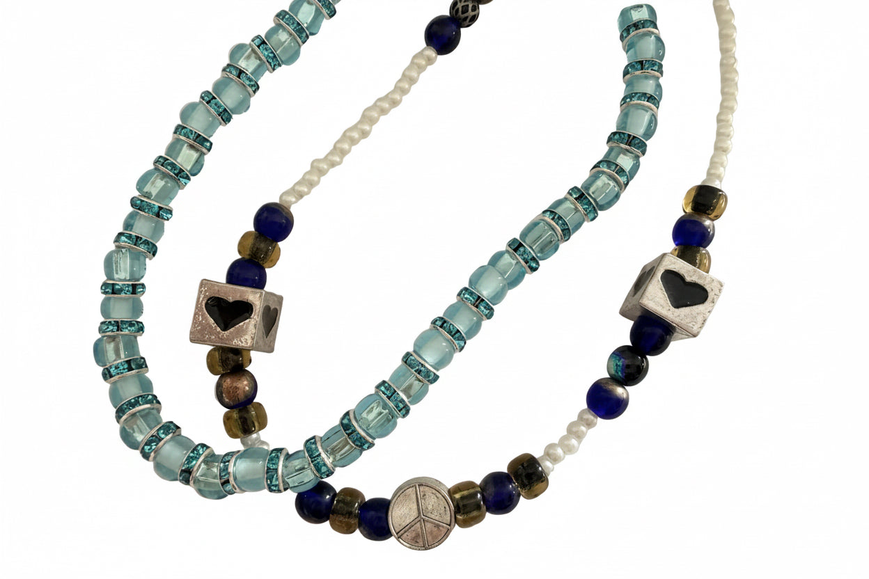 Handmade Beaded Phone Chain Wristlet (tether tab included) | Azul