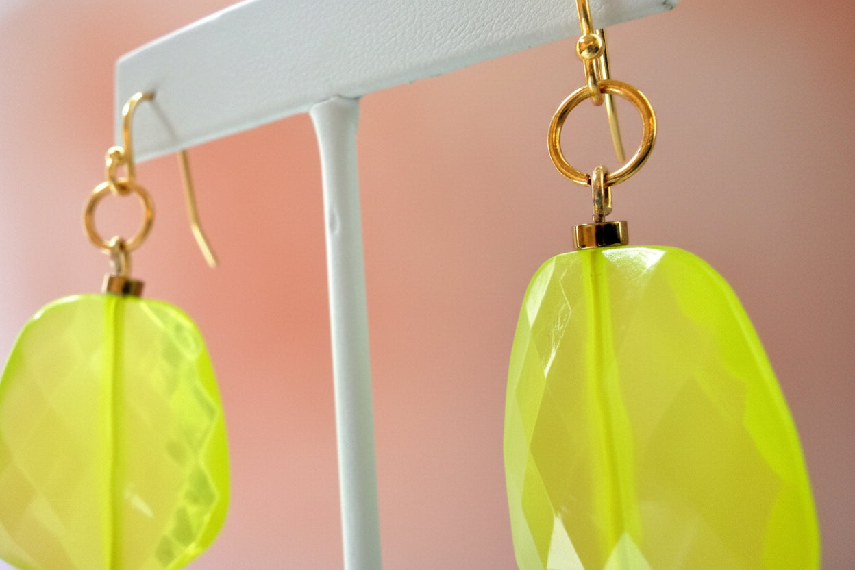 OOAK Lime Statement Earrings