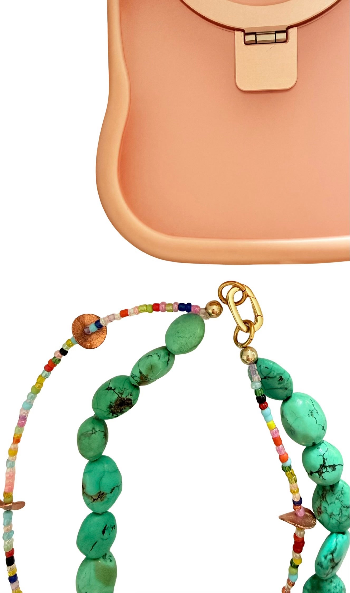 Handmade Beaded Phone Chain Wristlet (tether tab included) | Turquoise