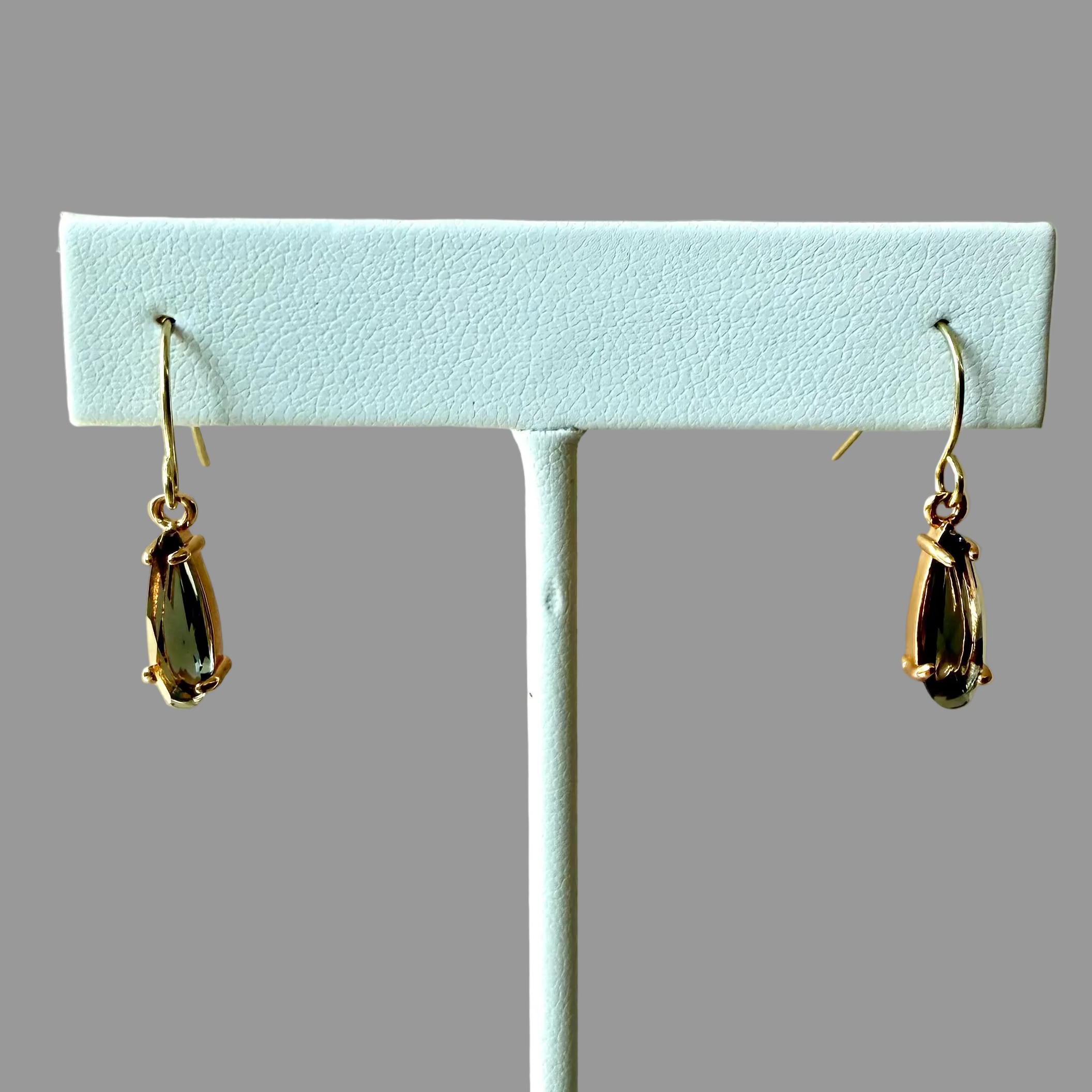 Gold-Plated Faceted Glass Hook Earrings