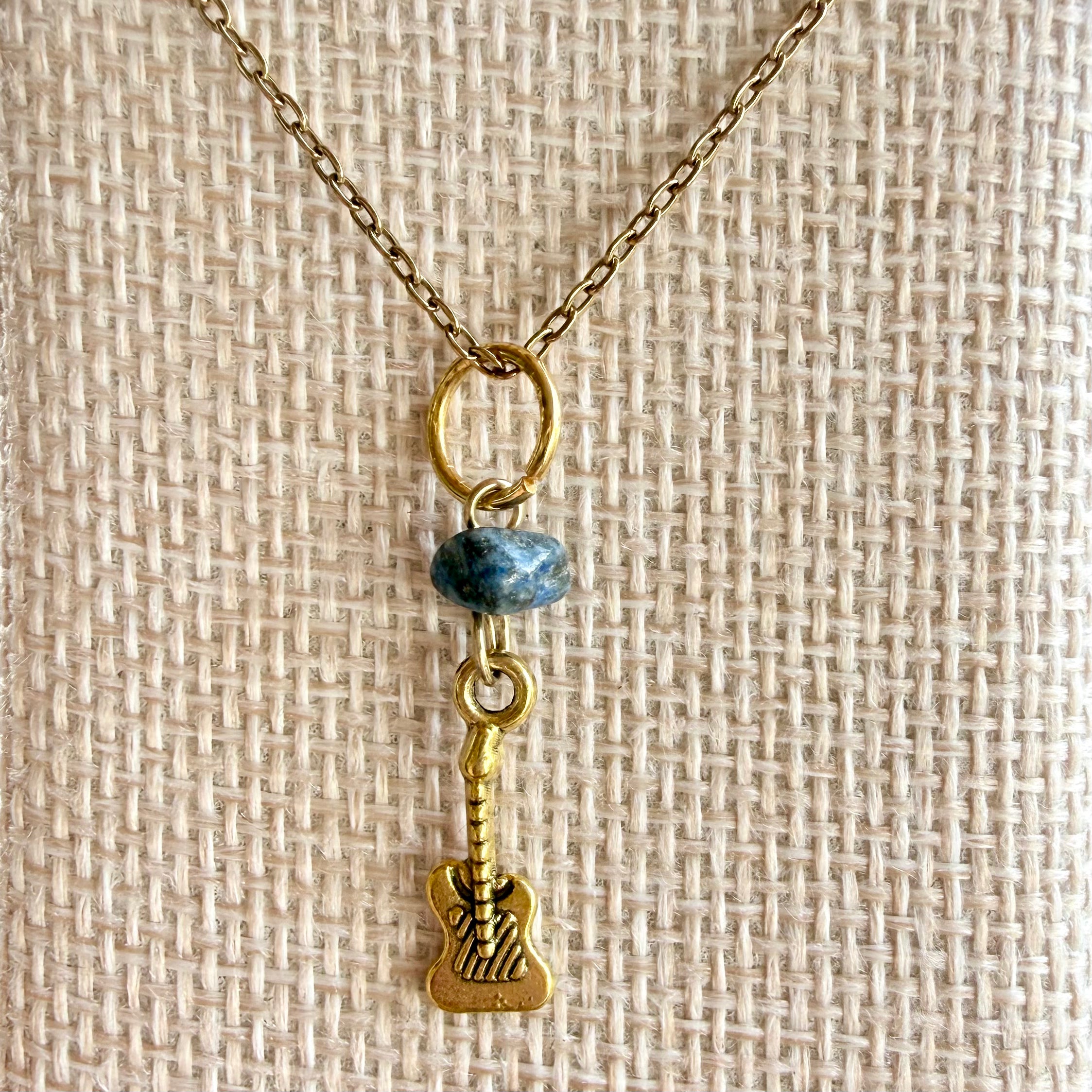 Golden Guitar Charm Necklace
