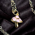 Pink Enamel Mushroom Necklace