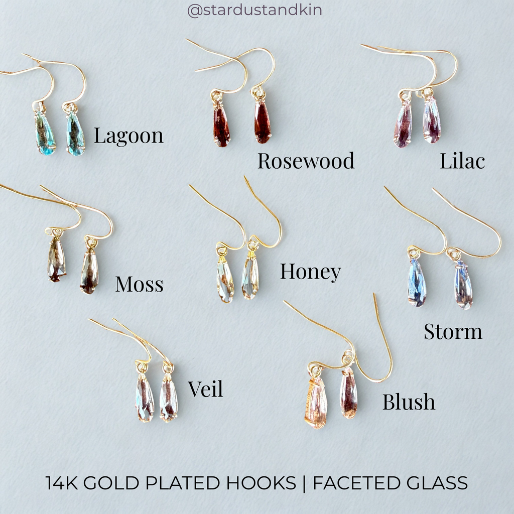 Gold-Plated Faceted Glass Hook Earrings