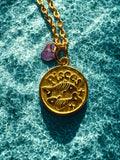 Pisces + Amethyst Gold-Plated Necklace