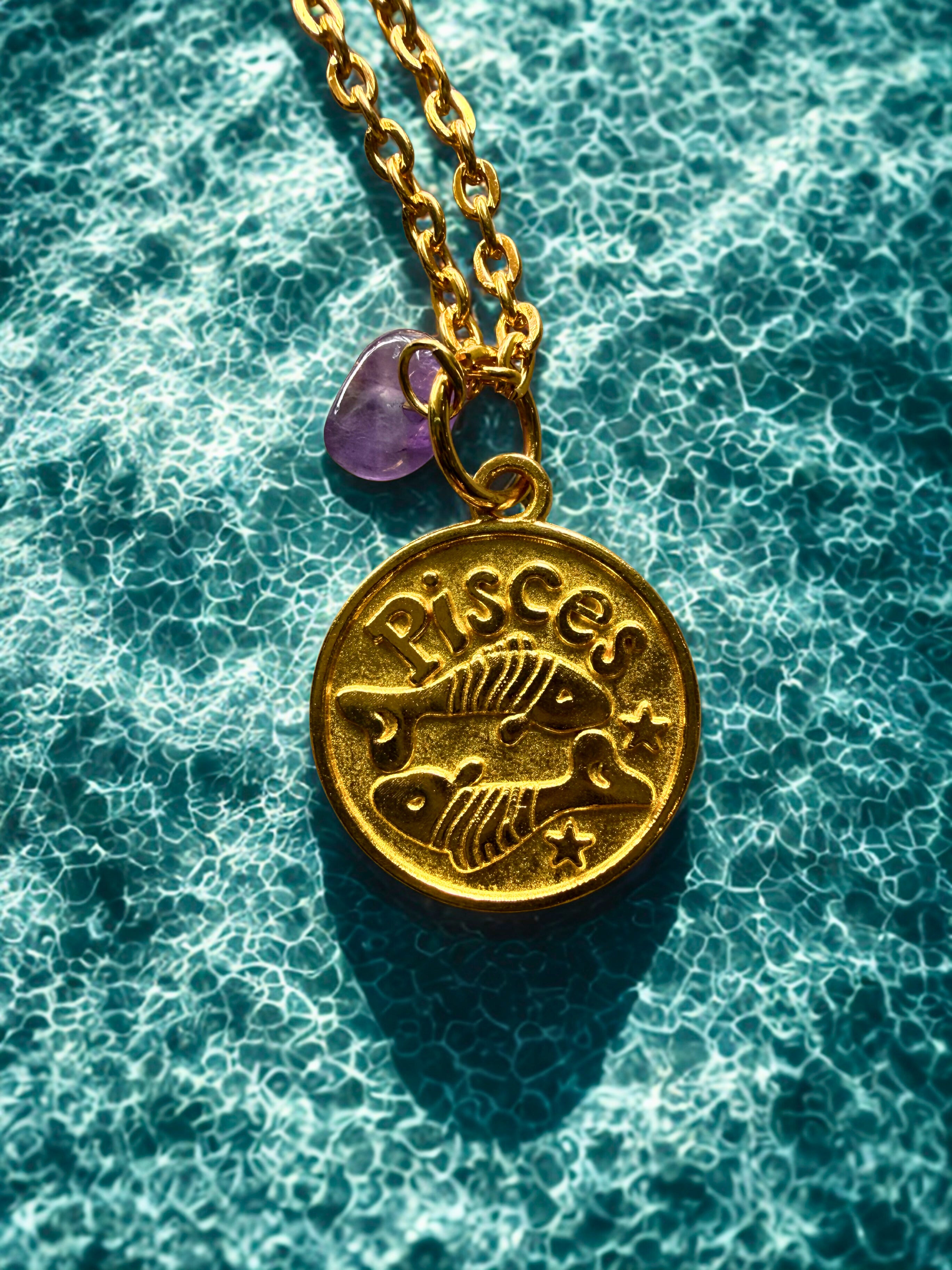 Pisces + Amethyst Gold-Plated Necklace