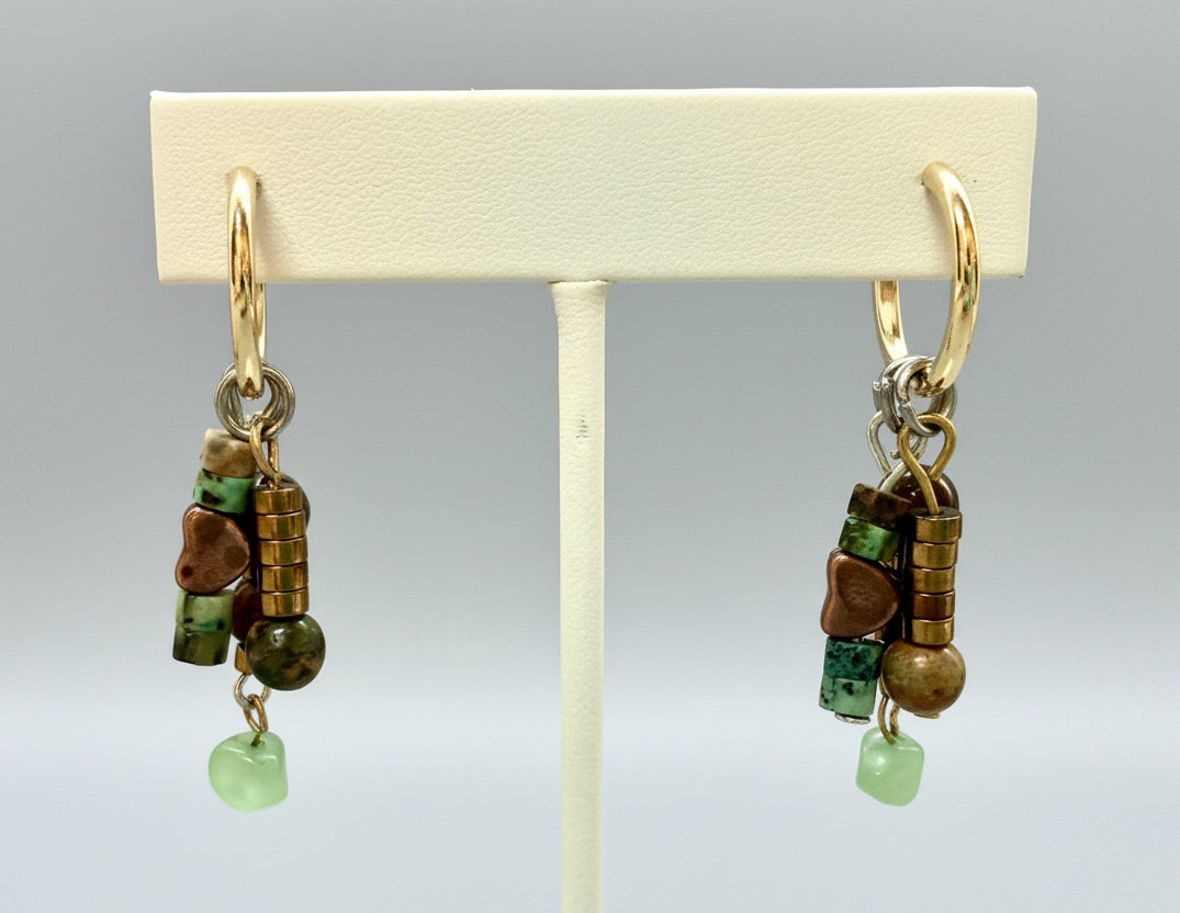 Mixed Metal & Stone Huggies