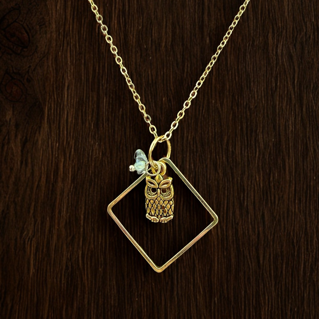Owl Home Gold Pendant Necklace