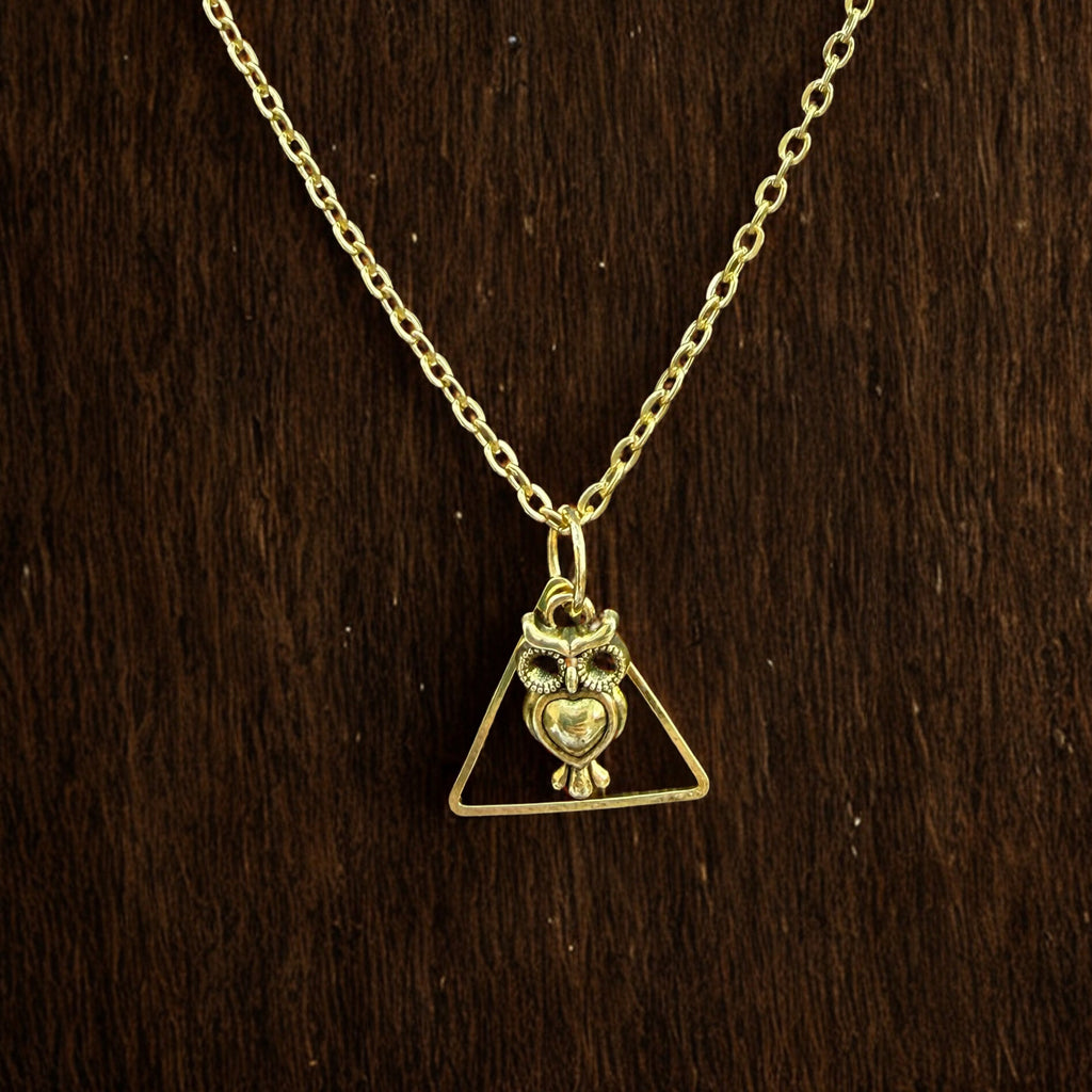 Owl Nest Gold Pendant Necklace