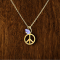 Peace luv + Amethyst Gold Pendant Necklace