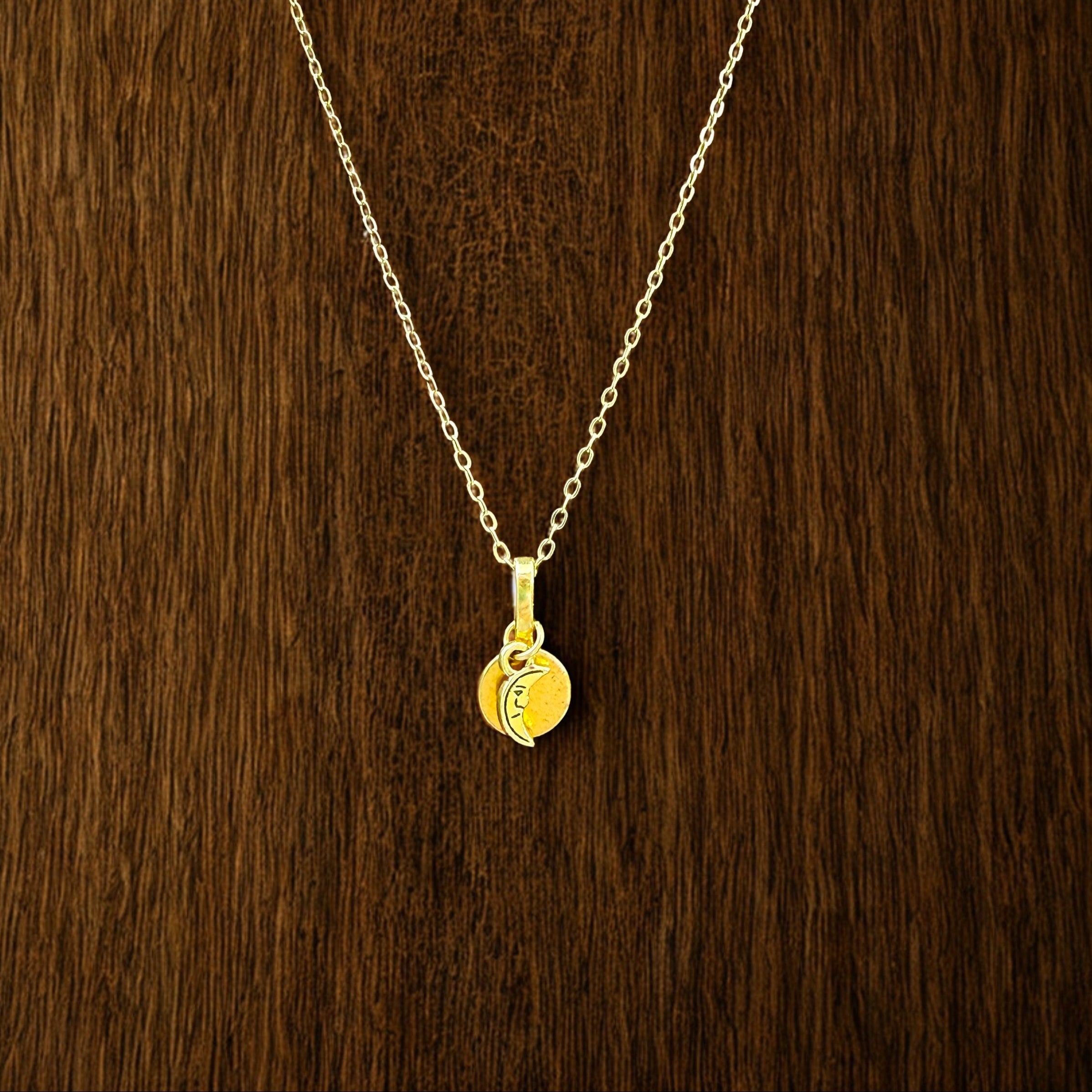 Crescent Moon Gold Pendant Necklace