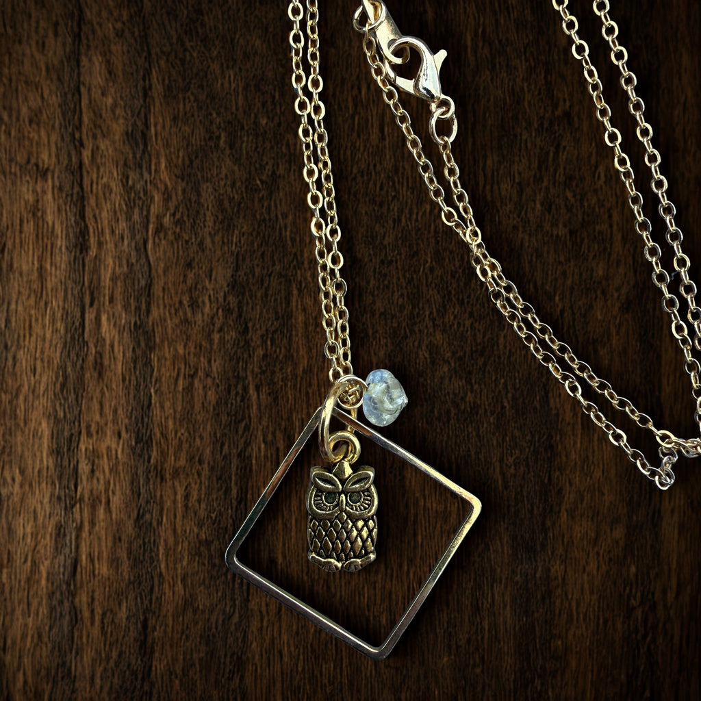 Owl Home Gold Pendant Necklace